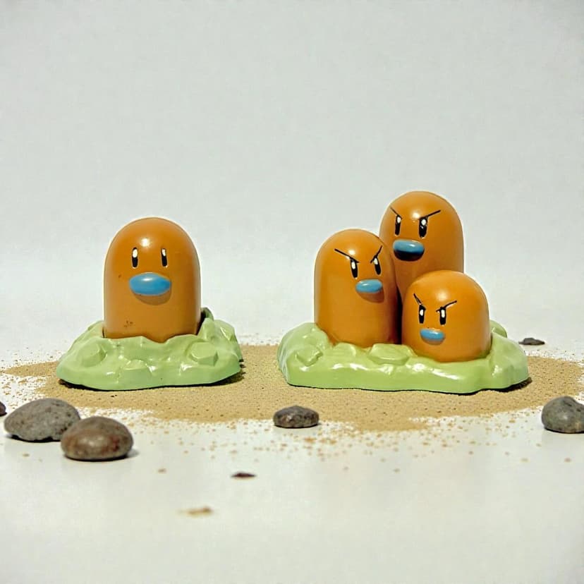 Dugtrio — Repintado en shiny línea evolutiva Dugtrio de “Takara Tomy “