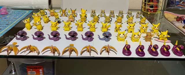 Pikachu, Raichu, Sandshrew, Ekans +2 · Monster Collection · many Pikachu poses; color variants